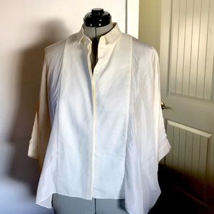COS Ivory Silk Tuxedo Top